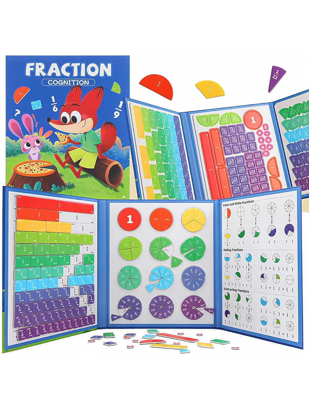 STEM Magnetic Fraction Book for Kids Magnet Tiles Educational Math Learning nwt